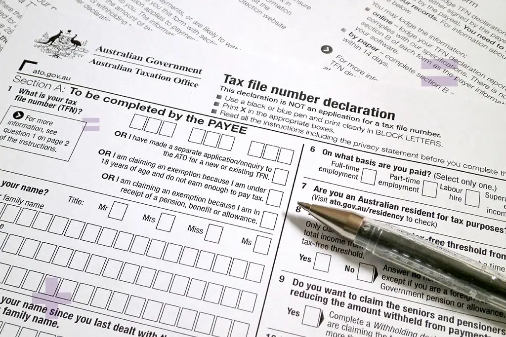 Individual getting ready to file tax returns for the year.